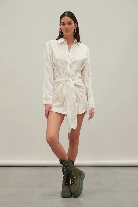 THE JESSICA DRESS - LEMON STRIPE ATOIR