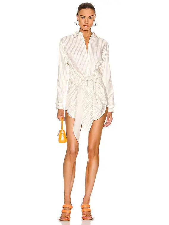 THE JESSICA DRESS - LEMON STRIPE ATOIR