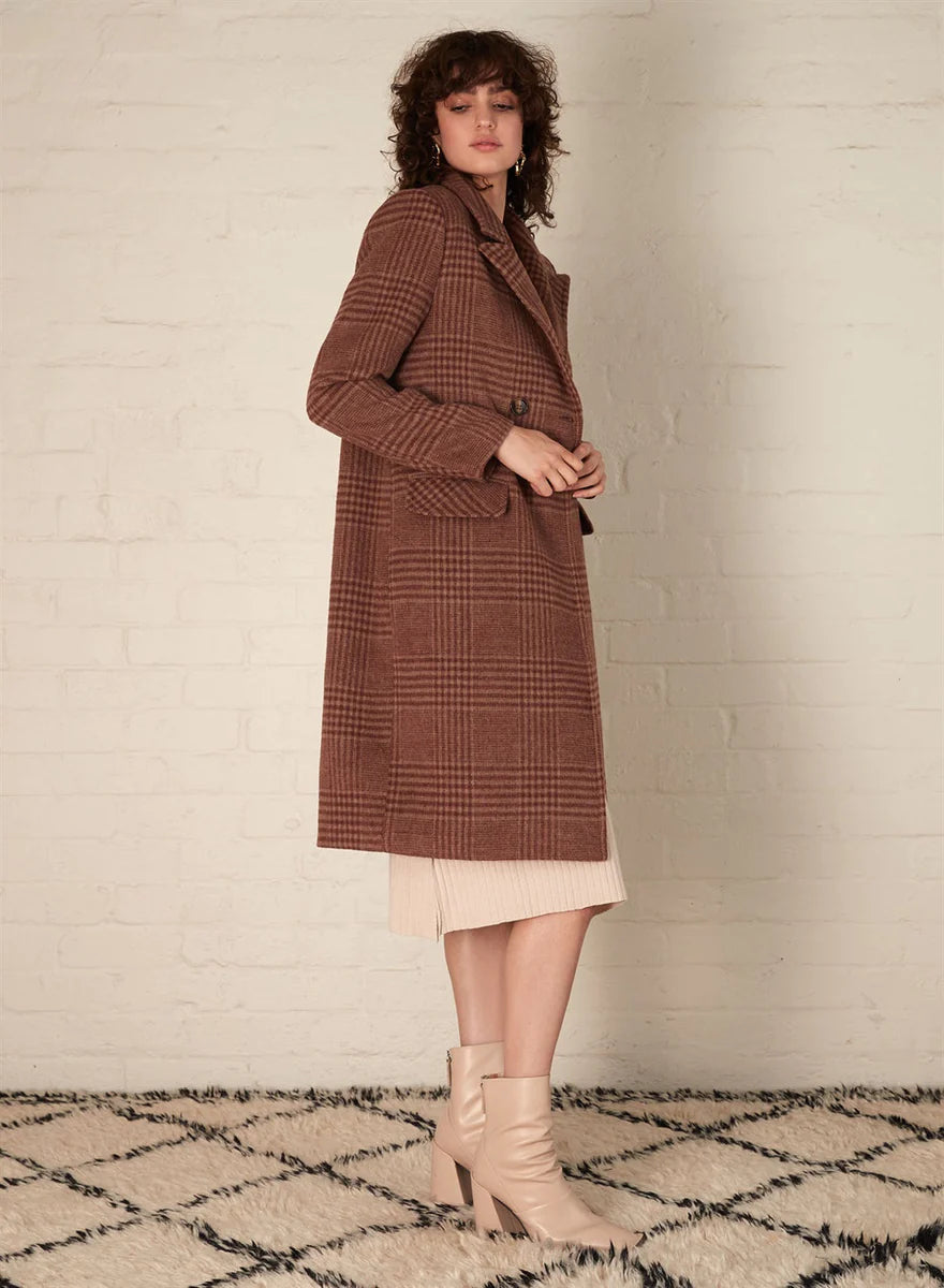 Ritz Coat - Rust Check - Leela Rose Boutique