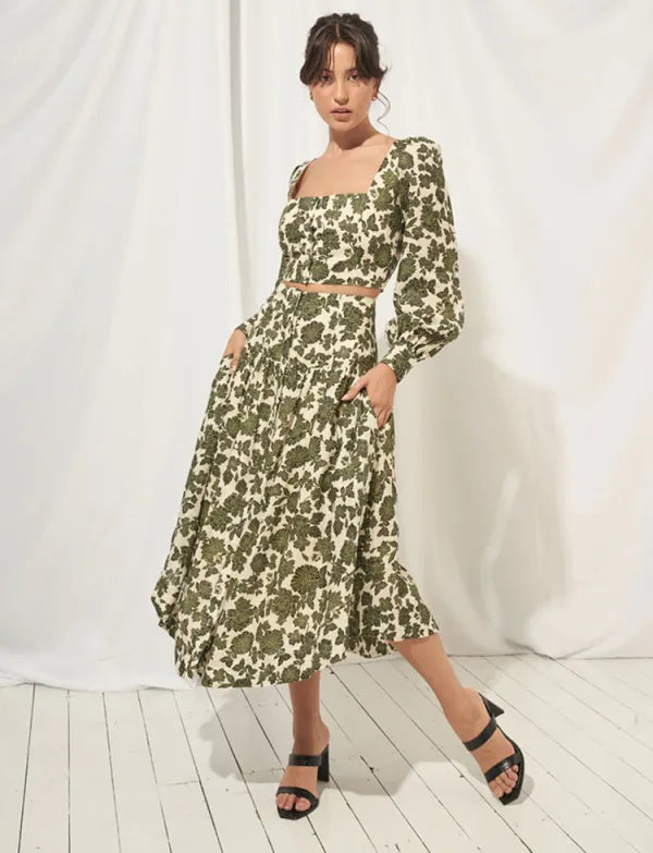 BOTANIC MIDI DRESS - BOTANIC FLORAL - Leela Rose Boutique