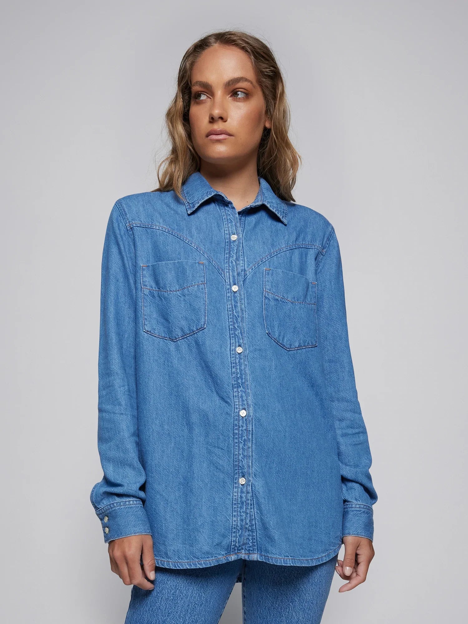 EVIE DENIM SHIRT - CLEMENCY - Leela Rose Boutique