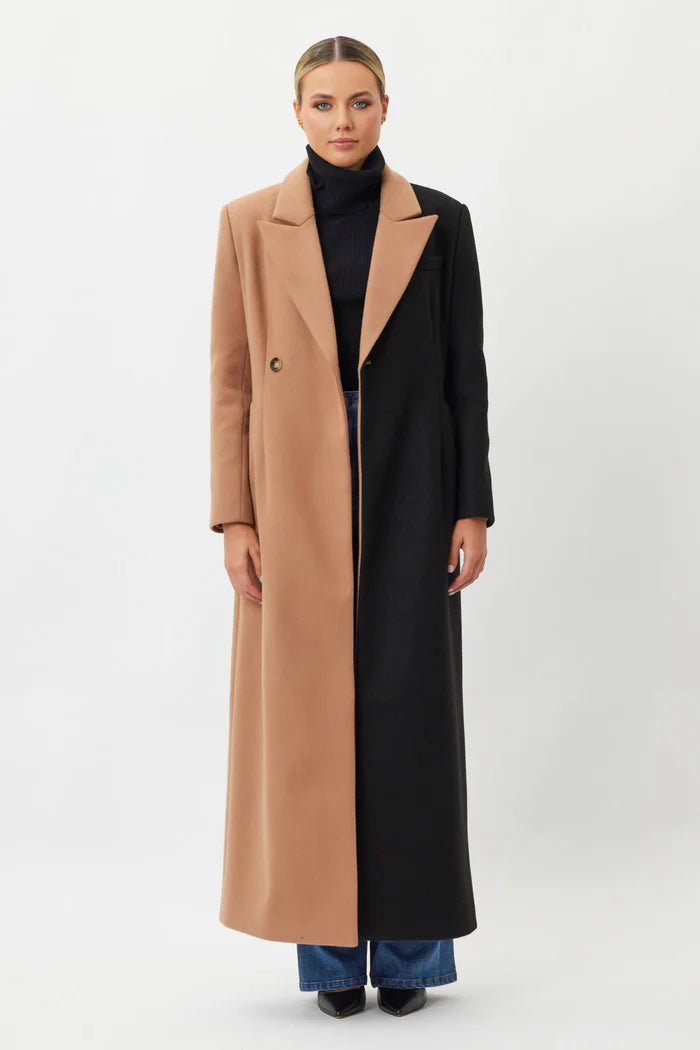 Delilah Coat - Camel / Black