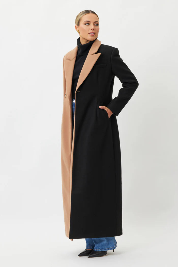 Delilah Coat - Camel / Black