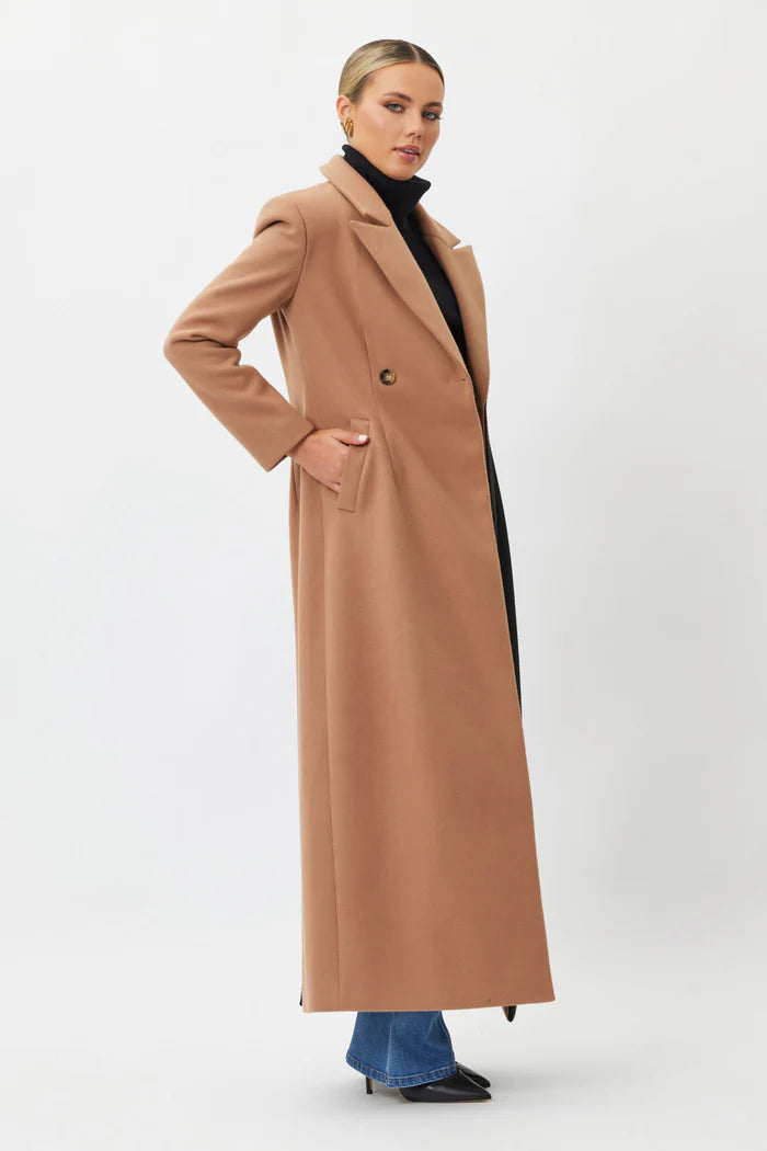 Delilah Coat - Camel / Black