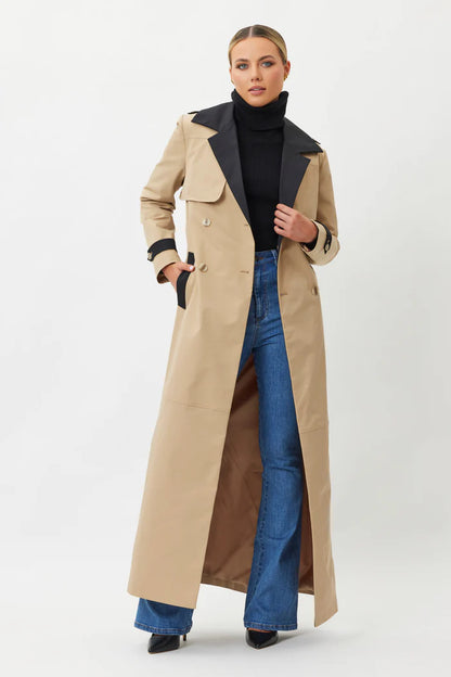 Darcy Trench Coat - Camel / Black