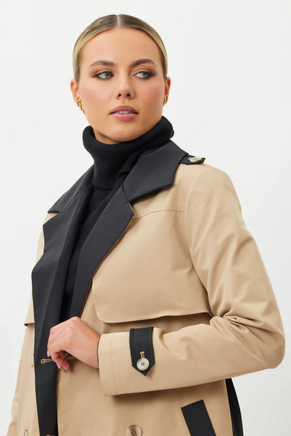 Darcy Trench Coat - Camel / Black