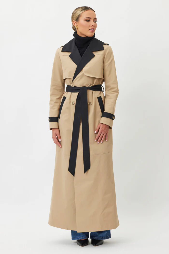 Darcy Trench Coat - Camel / Black