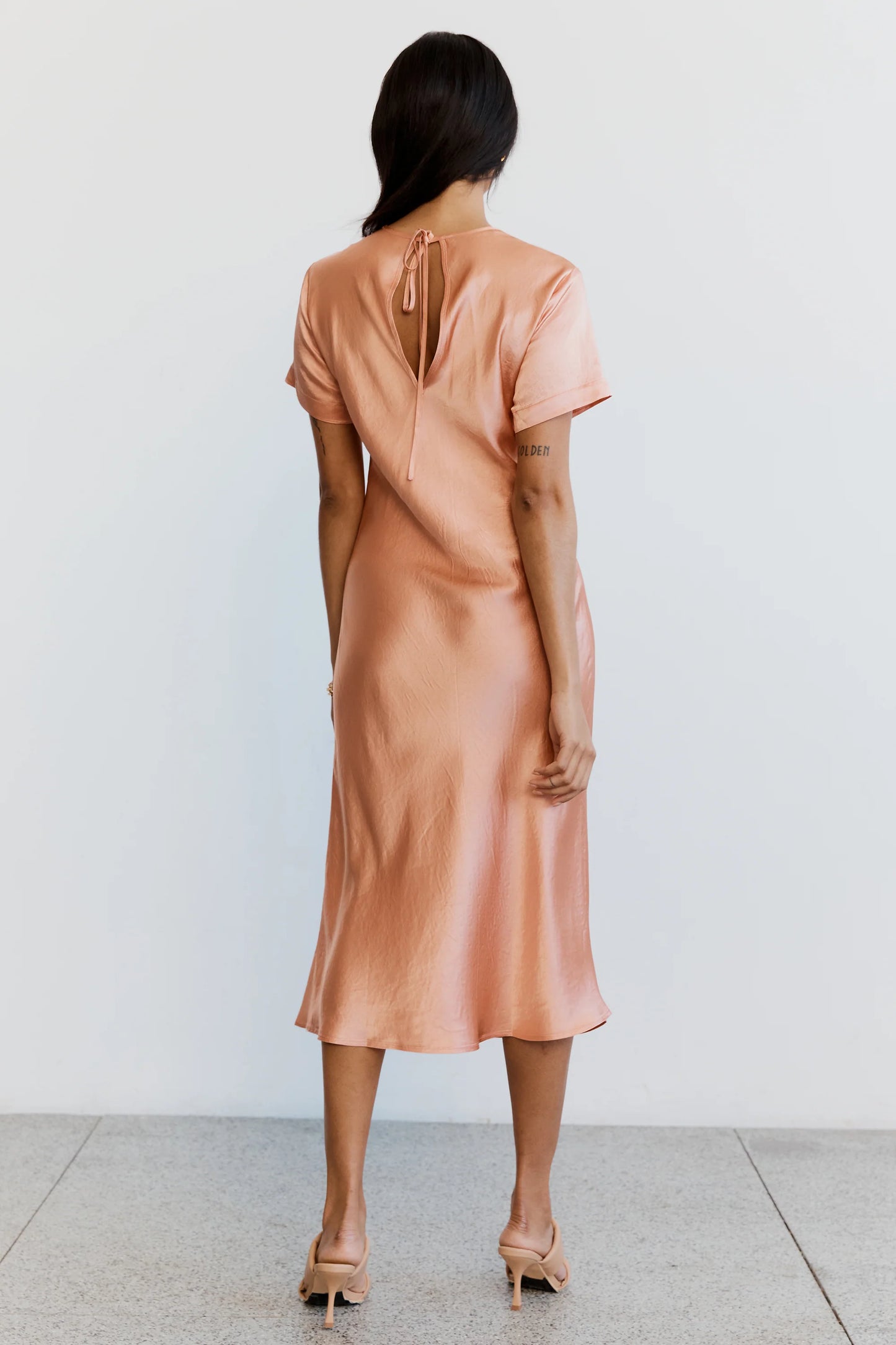 CRUSH BIAS TEE MIDI DRESS - GUAVA - Leela Rose Boutique