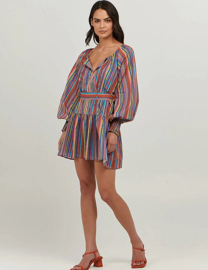 MARIANA MINI DRESS - MULTI STRIPE - Leela Rose Boutique