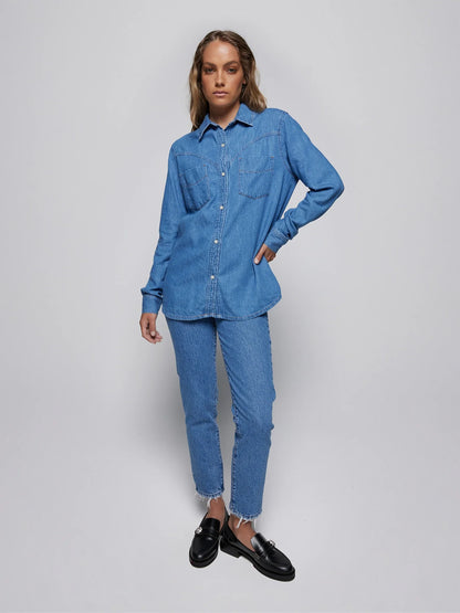 EVIE DENIM SHIRT - CLEMENCY - Leela Rose Boutique