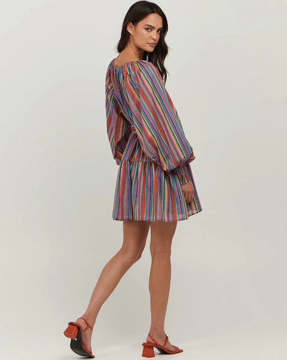 MARIANA MINI DRESS - MULTI STRIPE - Leela Rose Boutique