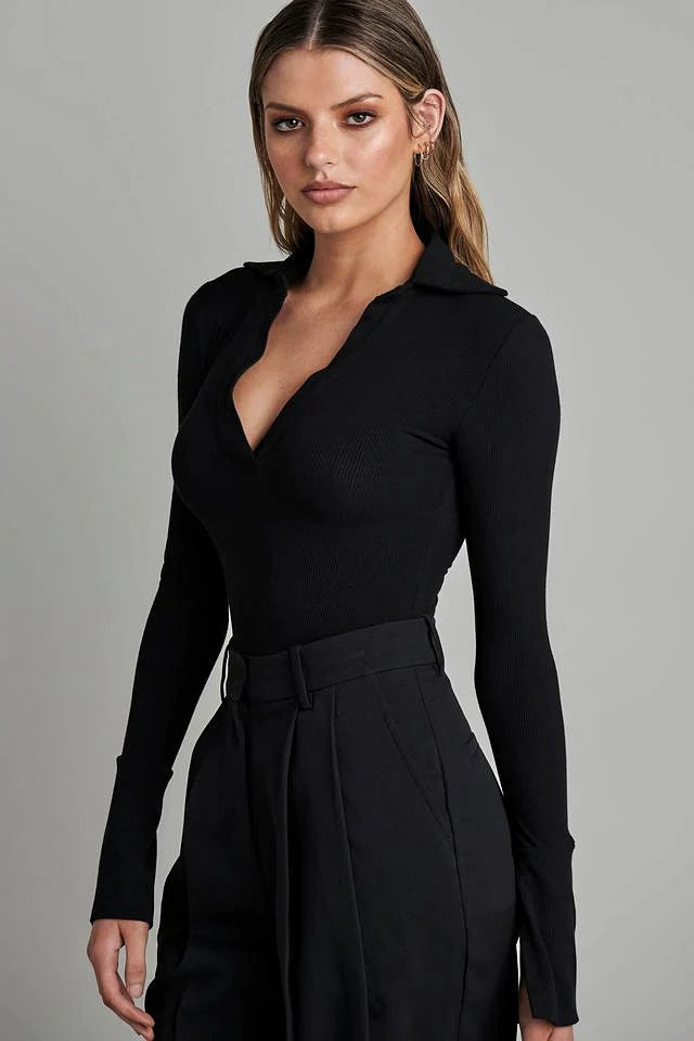 CELINE BODYSUIT - BLACK - Leela Rose Boutique