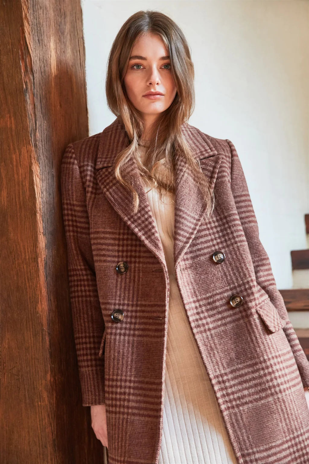 Ritz Coat - Rust Check - Leela Rose Boutique