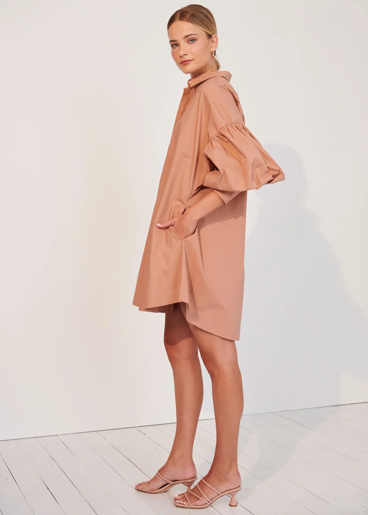 GINEVRA SHIRT DRESS - BLUSH - Leela Rose Boutique