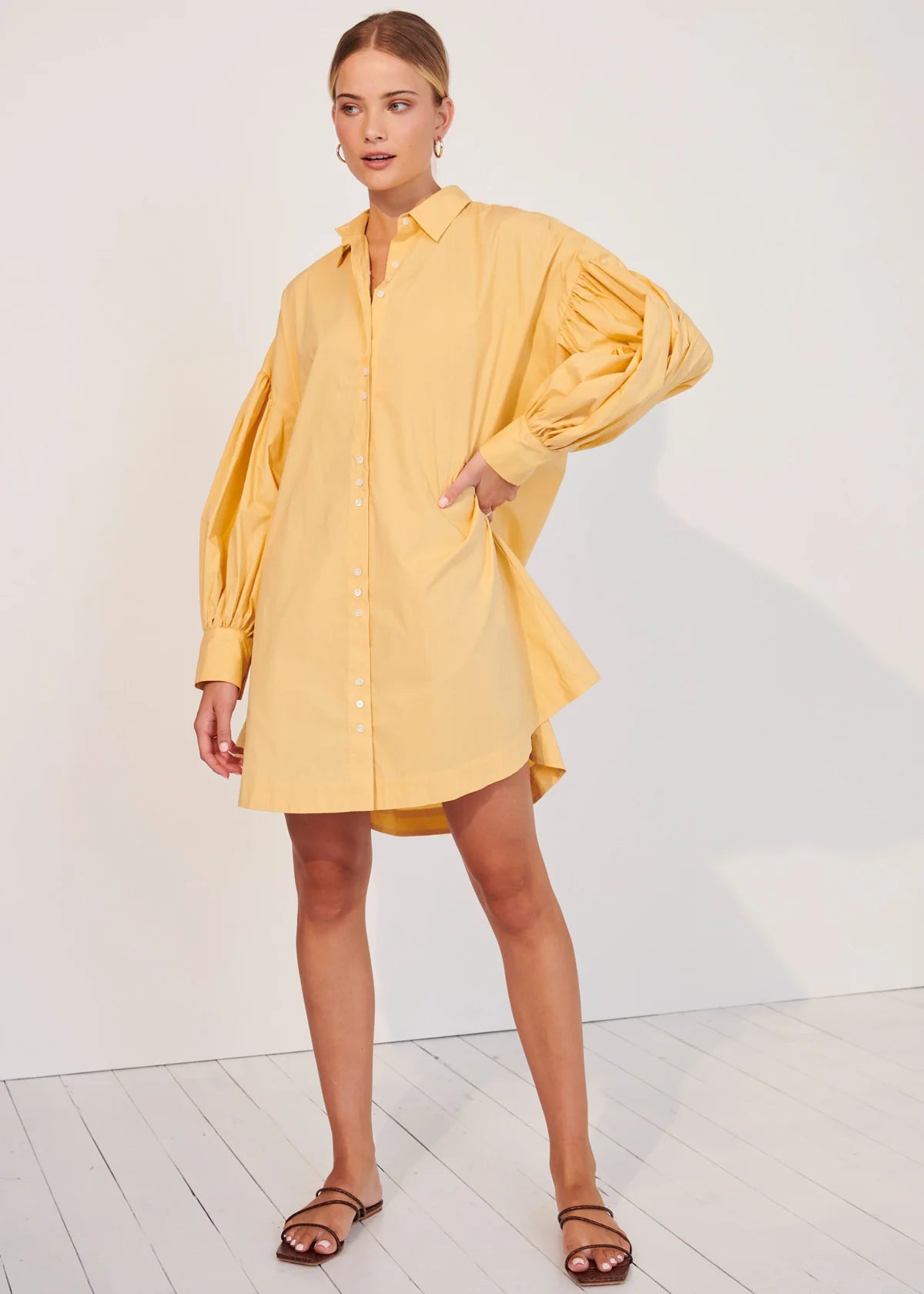 GINEVRA SHIRT DRESS - GOLD - Leela Rose Boutique