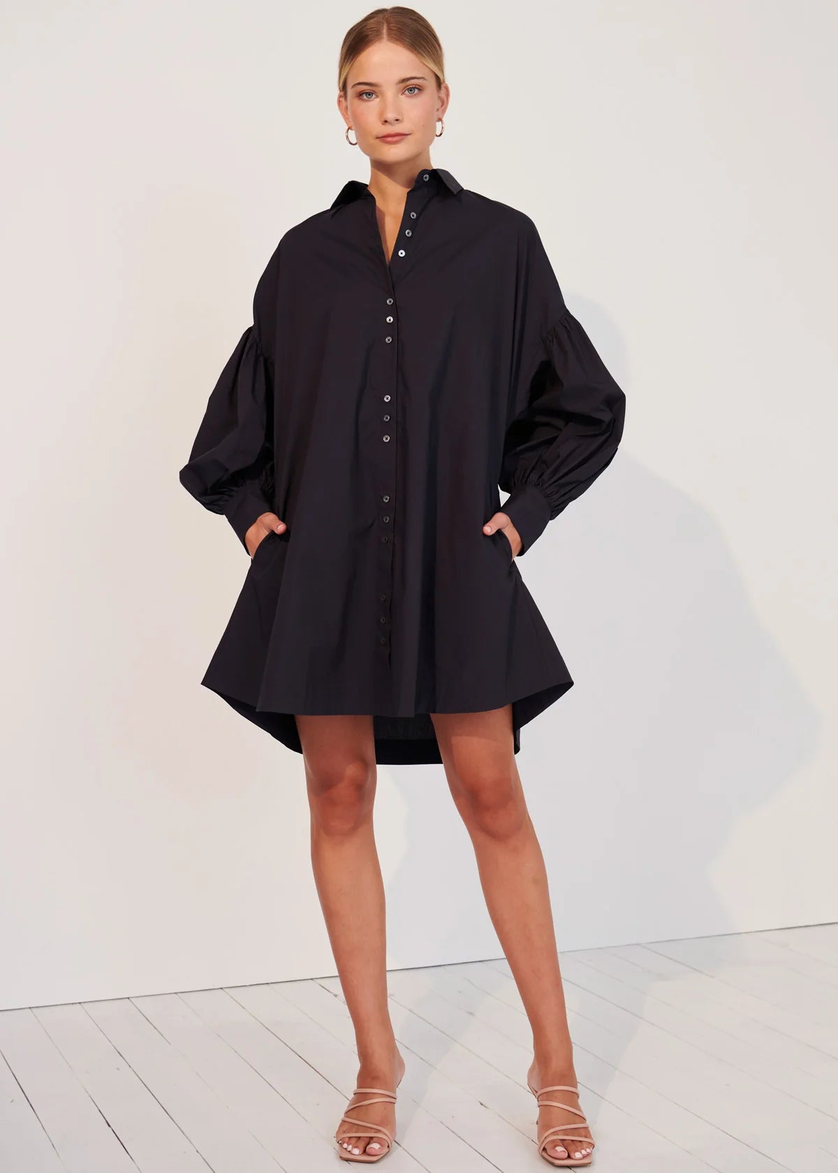 GINEVRA SHIRT DRESS - NAVY - Leela Rose Boutique