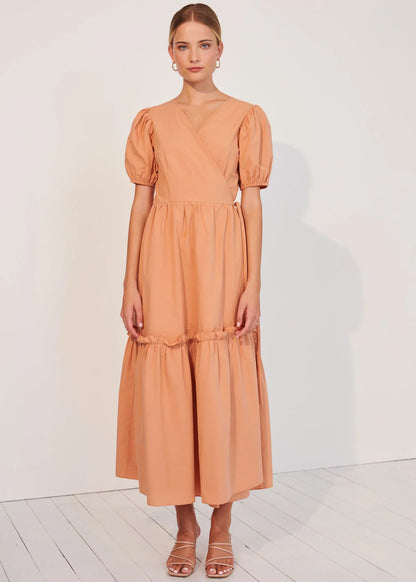 DAFNE WRAP DRESS - PEACH - Leela Rose Boutique