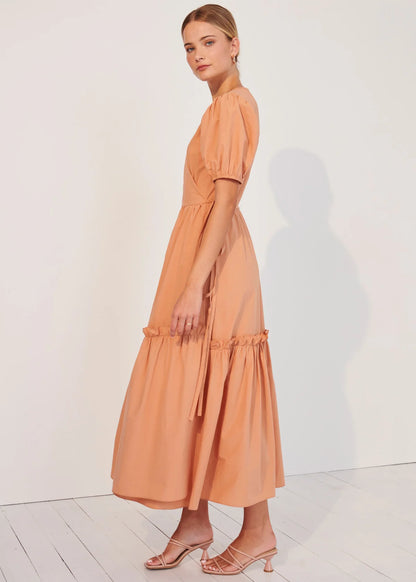 DAFNE WRAP DRESS - PEACH - Leela Rose Boutique