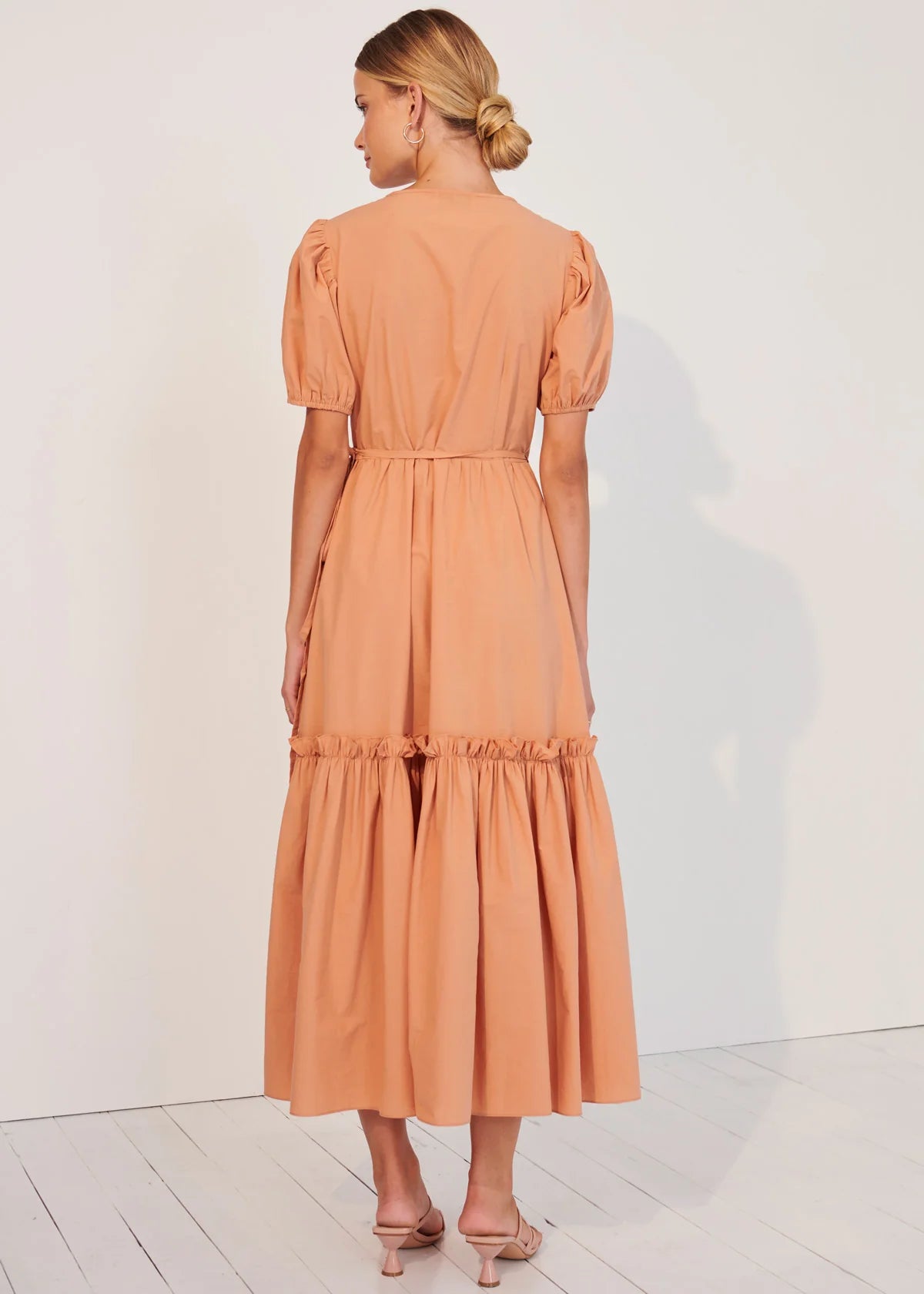 DAFNE WRAP DRESS - PEACH - Leela Rose Boutique