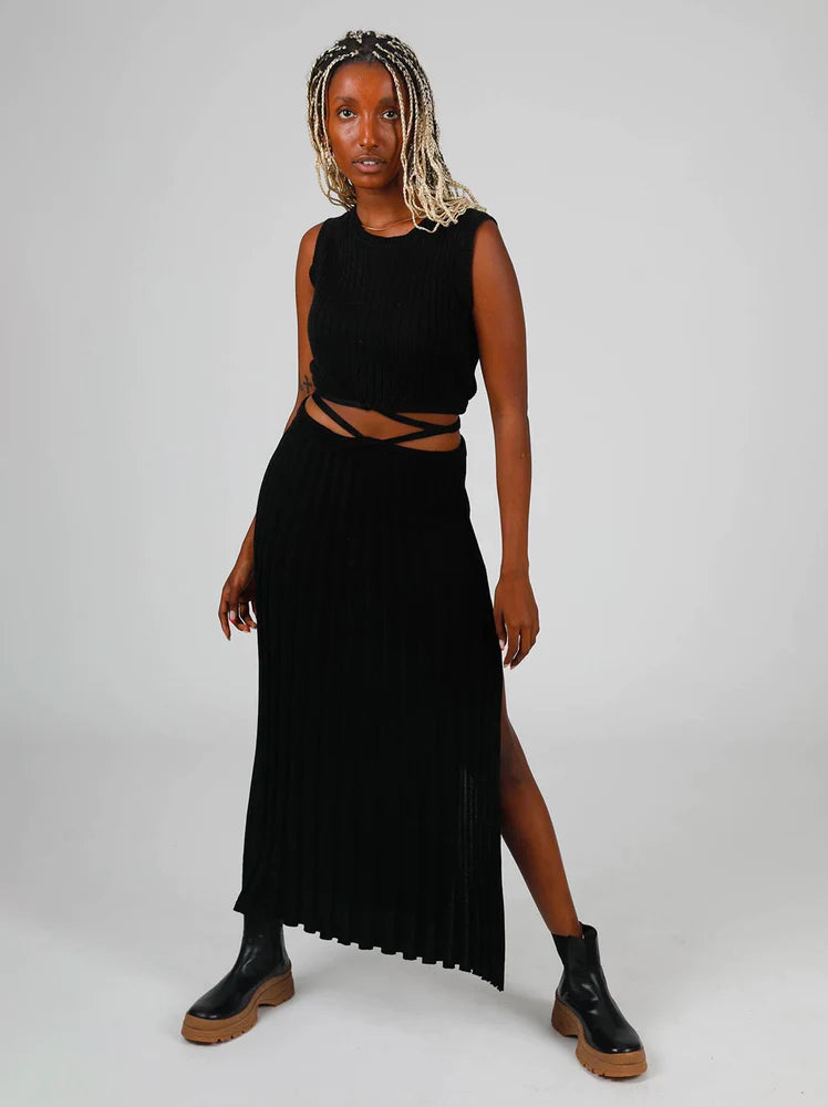 LORETTA TIE SKIRT - BLACK - Leela Rose Boutique