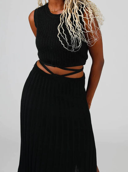 LORETTA TIE SKIRT - BLACK - Leela Rose Boutique