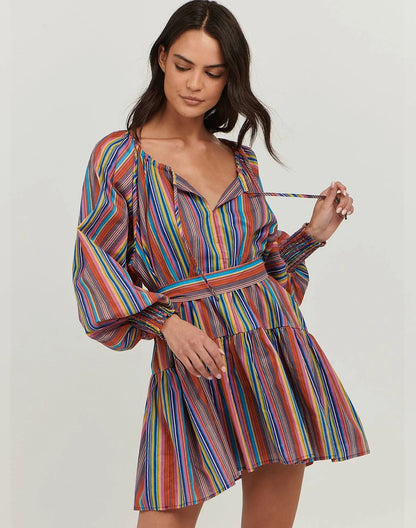 MARIANA MINI DRESS - MULTI STRIPE - Leela Rose Boutique