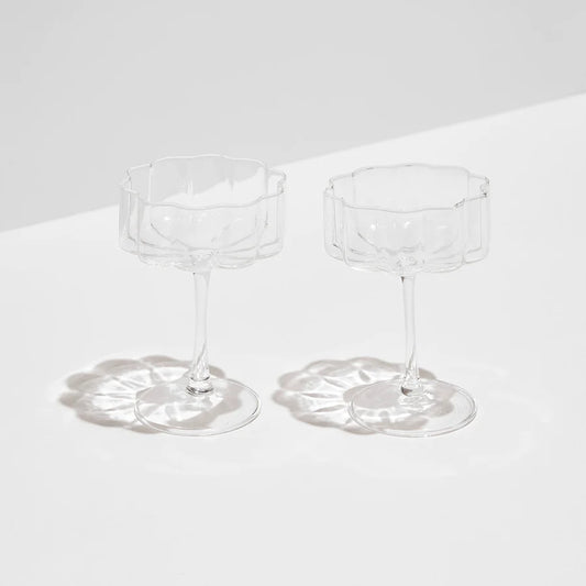 TWO x WAVE COUPE GLASSES - CLEAR - Leela Rose Boutique