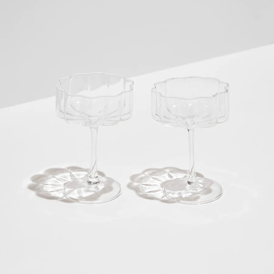 TWO x WAVE COUPE GLASSES - CLEAR - Leela Rose Boutique