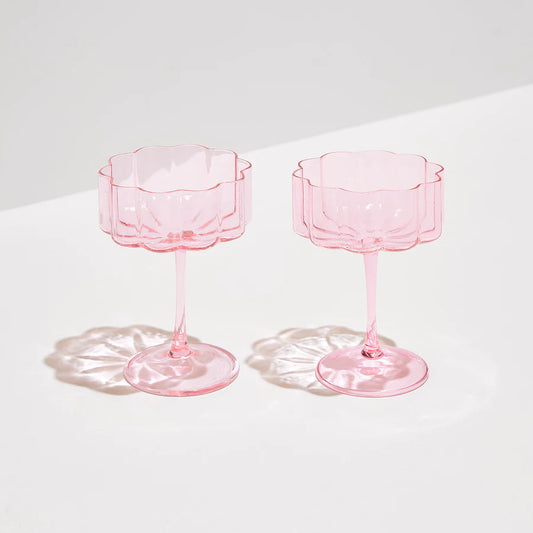 TWO x WAVE COUPE GLASSES - PINK - Leela Rose Boutique