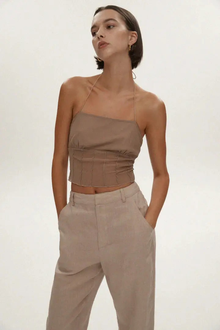 CHARMED TOP - STONE - Leela Rose Boutique