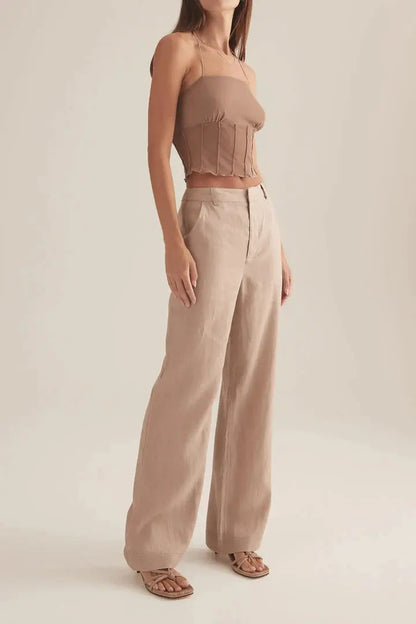 CHARMED TOP - STONE - Leela Rose Boutique