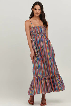 MARIANA MIDI DRESS - MULTI STRIPE - Leela Rose Boutique