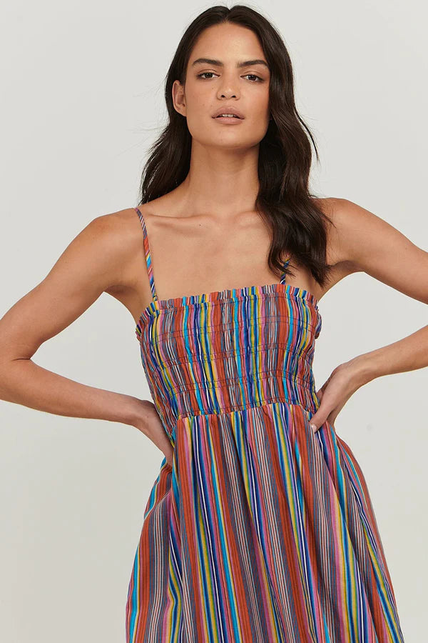 MARIANA MIDI DRESS - MULTI STRIPE - Leela Rose Boutique