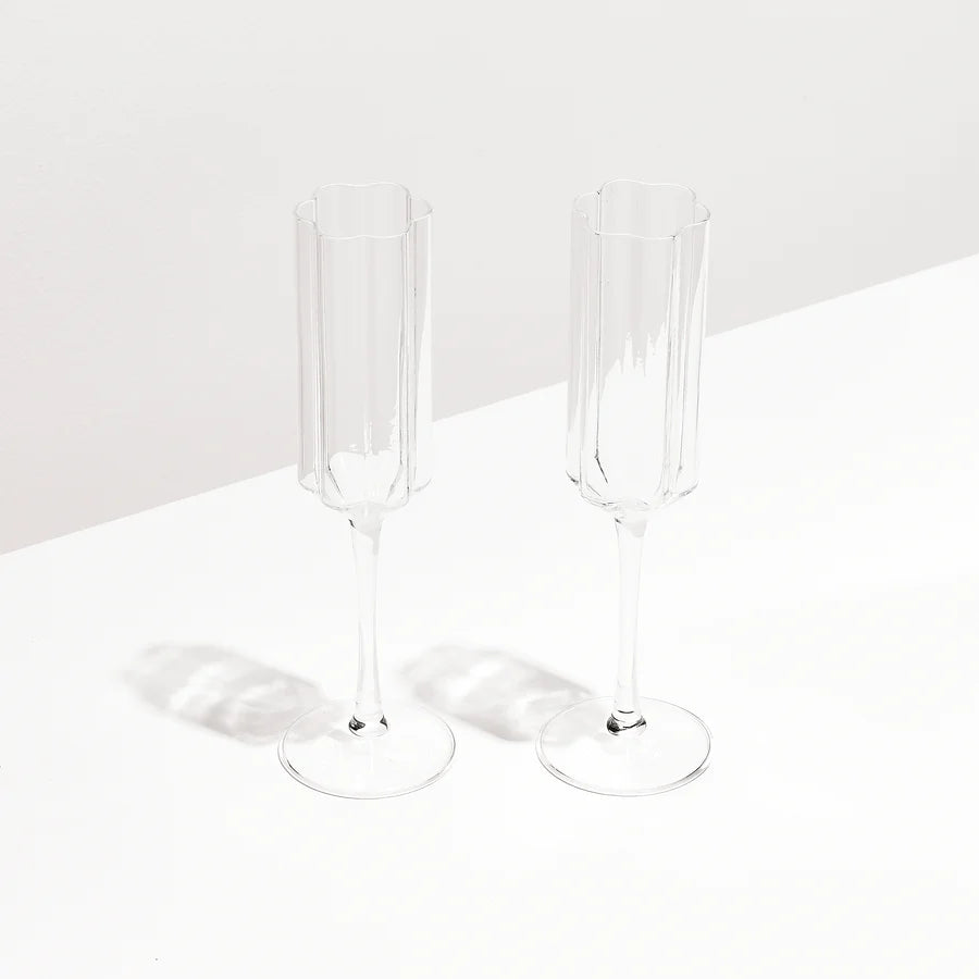 TWO x WAVE FLUTES - CLEAR - Leela Rose Boutique