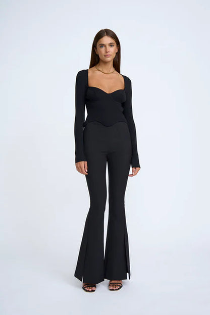 Franca Flare Slice Pant | Black - Leela Rose Boutique