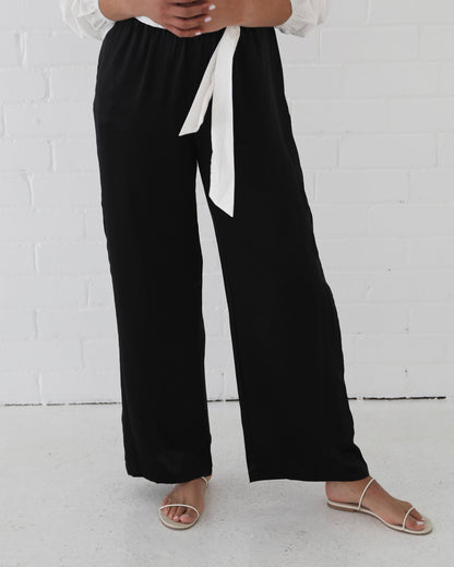 Coastal Silk Pant | BLACK - Leela Rose Boutique