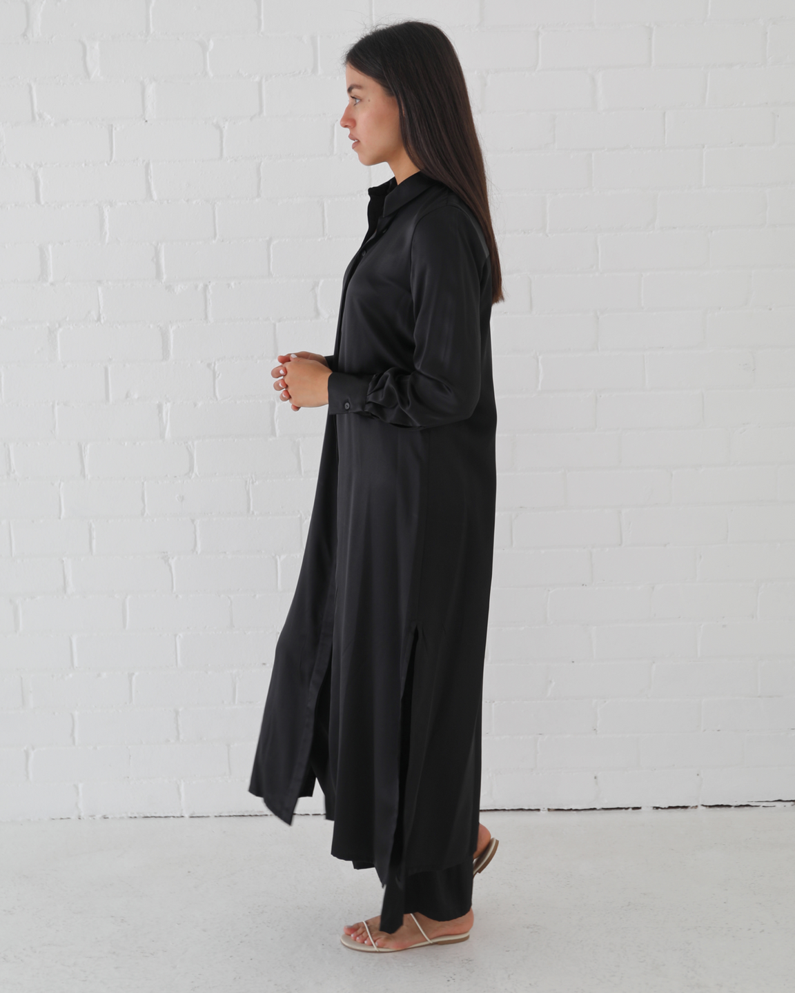 Coastal Long Shirt | BLACK - Leela Rose Boutique