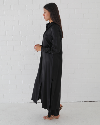 Coastal Long Shirt | BLACK - Leela Rose Boutique