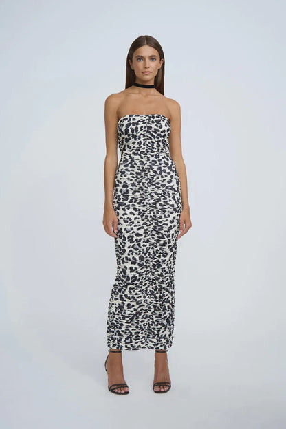 Leopard Gather Strapless | Leopard - Leela Rose Boutique