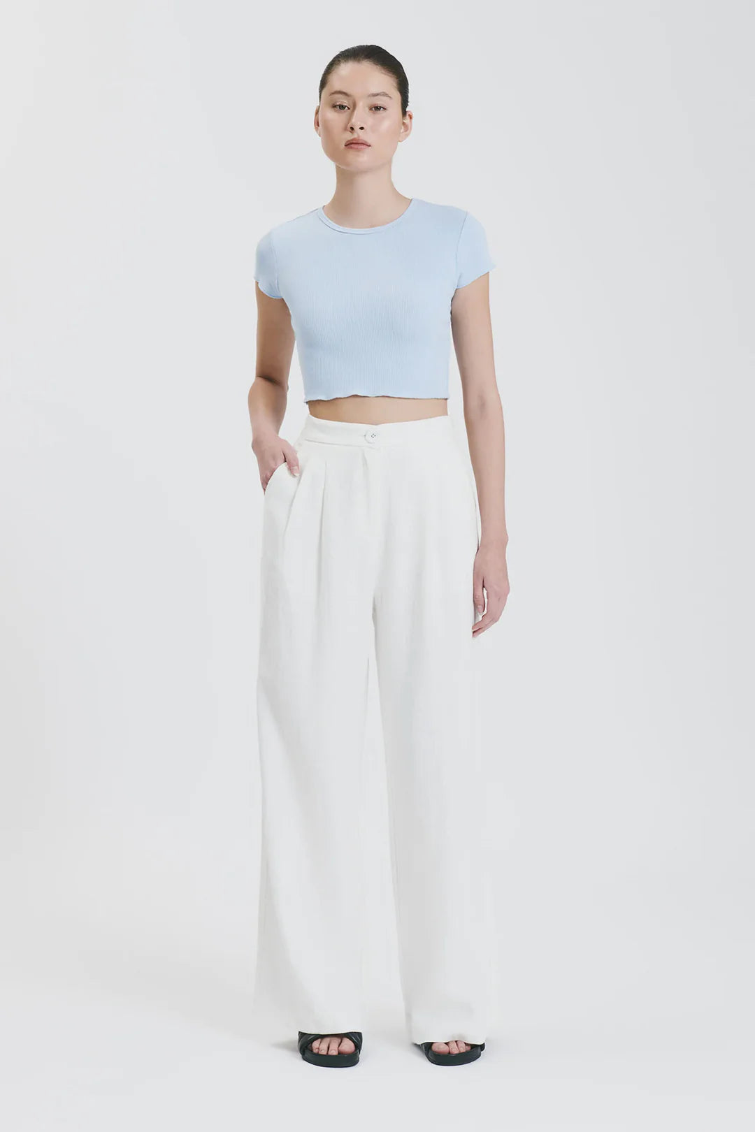 BLAIR TAILORED PANT - WHITE - Leela Rose Boutique