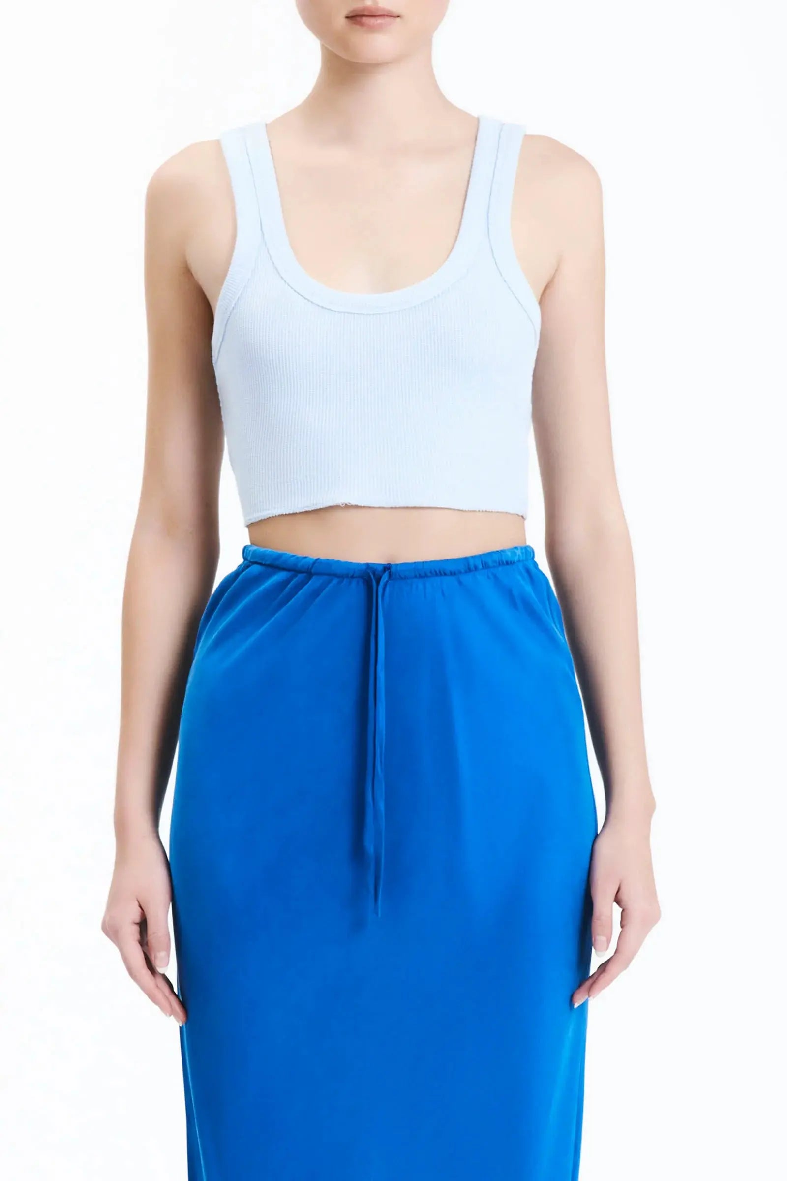 HAYES WAFFLE TANK - SKY - Leela Rose Boutique