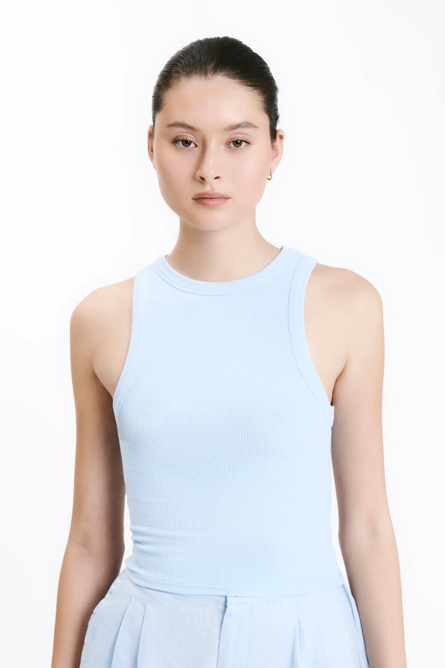 MONROE ORGANIC RIB TANK - SKY - Leela Rose Boutique