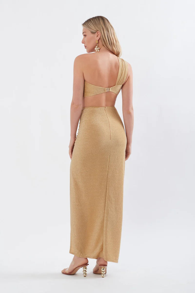 RUCHED MAXI SKIRT - GOLD SHIMMER - Leela Rose Boutique