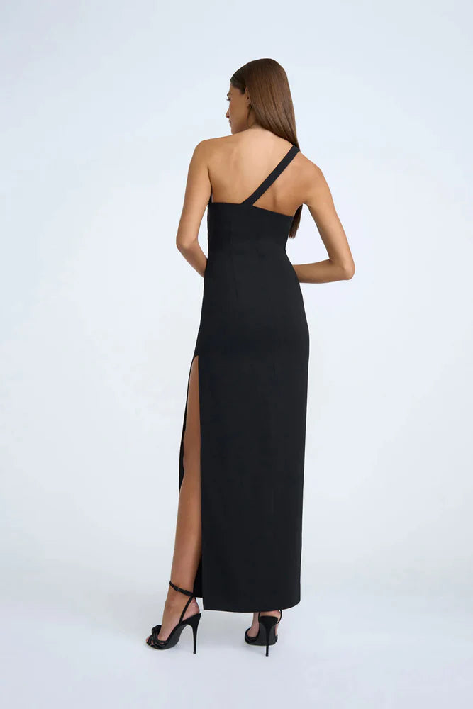 Sharp One Shoulder Midi | Black - Leela Rose Boutique