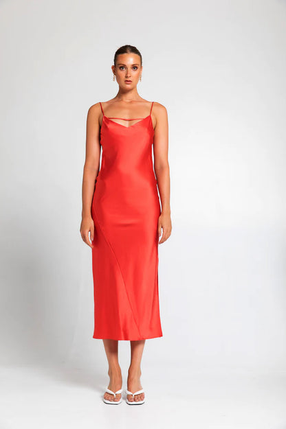 GINGER SILK DRESS - CAYENNE - Leela Rose Boutique