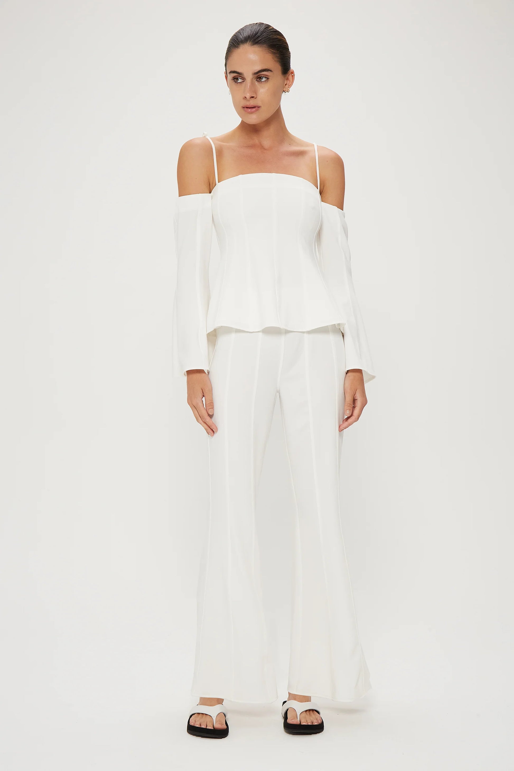 CUT THROUGH FLARE - OFF WHITE - Leela Rose Boutique