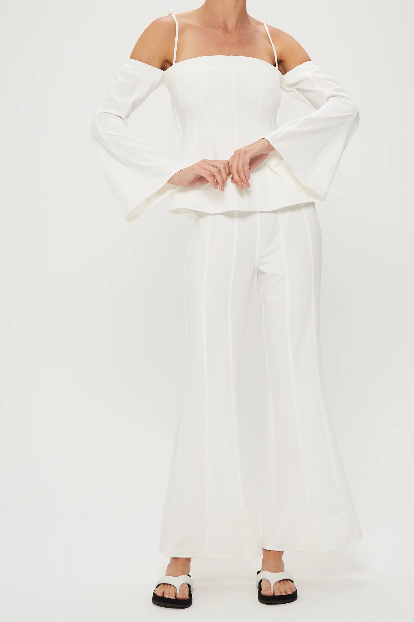 CUT THROUGH FLARE - OFF WHITE - Leela Rose Boutique