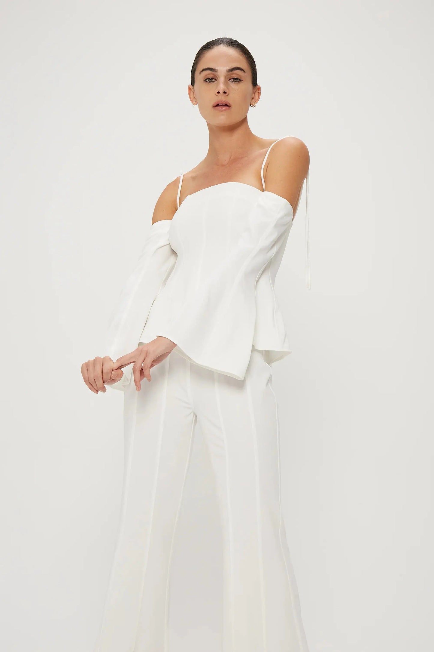 CUT THROUGH OFF THE SHOULDER TOP - OFF WHITE - Leela Rose Boutique