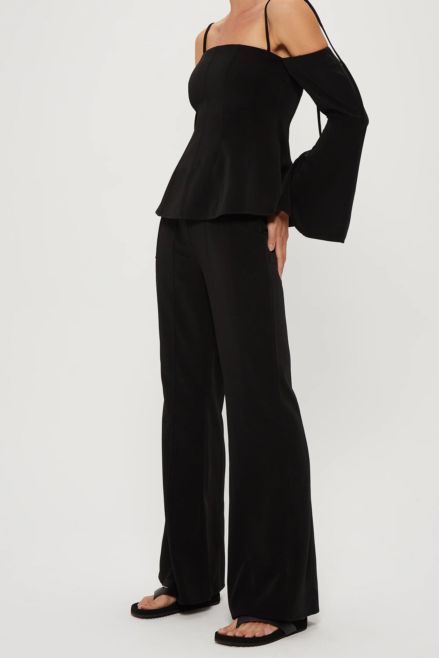 CUT THROUGH FLARE - BLACK - Leela Rose Boutique