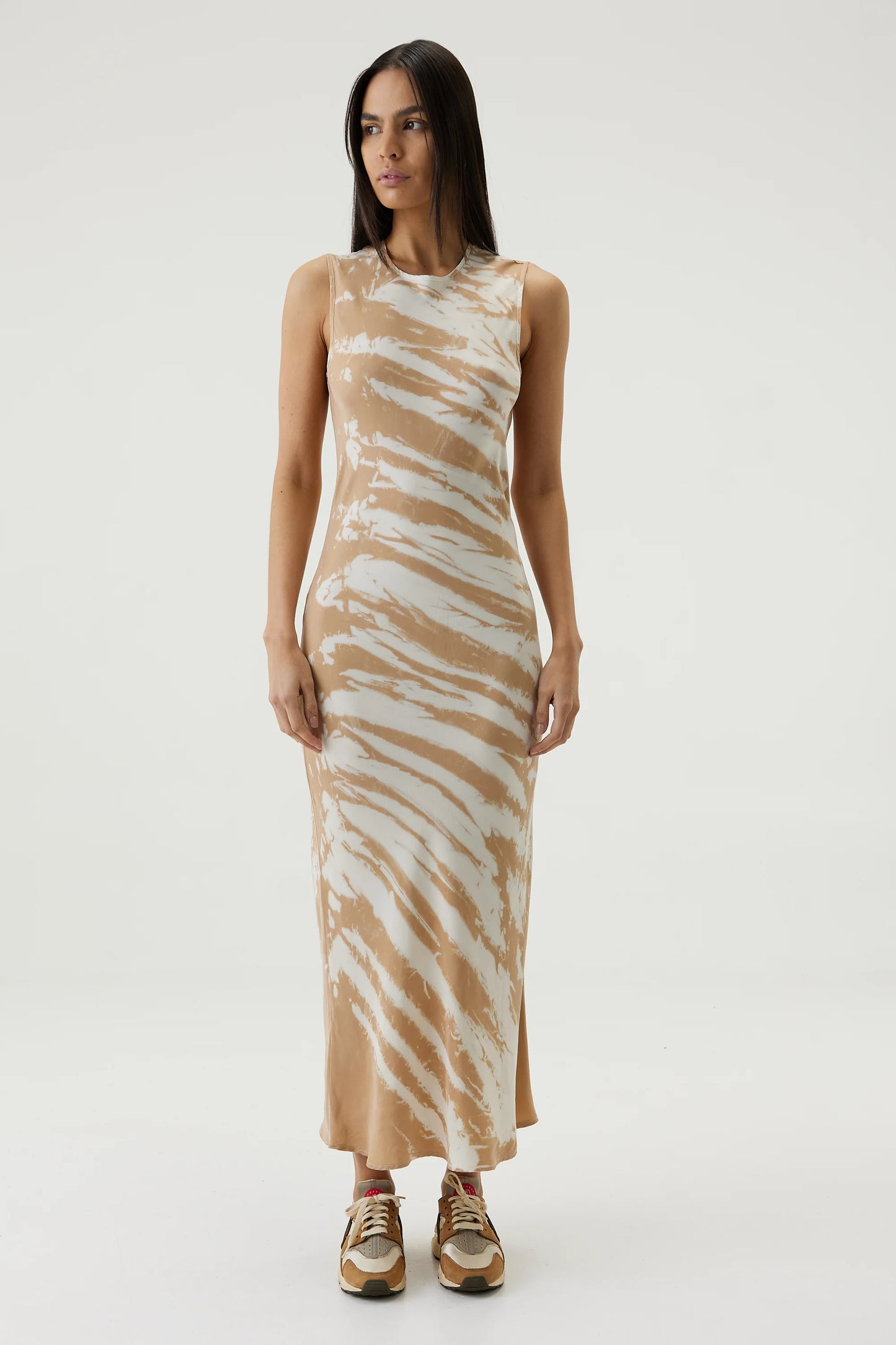 TWIST THROUGH BIAS TANK MAXI - TAN TIE DYE - Leela Rose Boutique